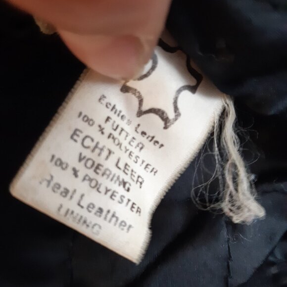 Rare Vintage Black Leather Bicker Jacket Great Seal of Oklahoma 1907 Snaps Large - Picture 9 of 17